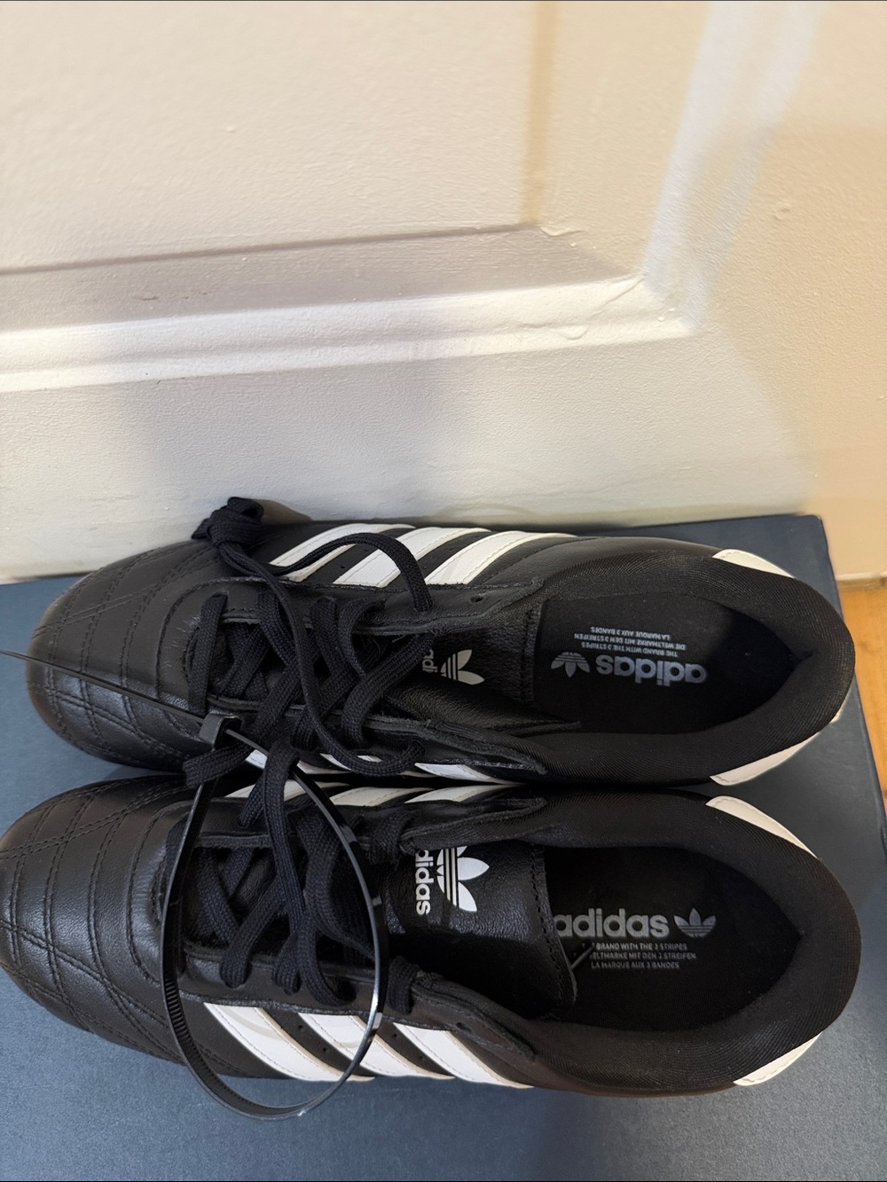 adidas Men’s Black with White Stripes Athletic Sneakers